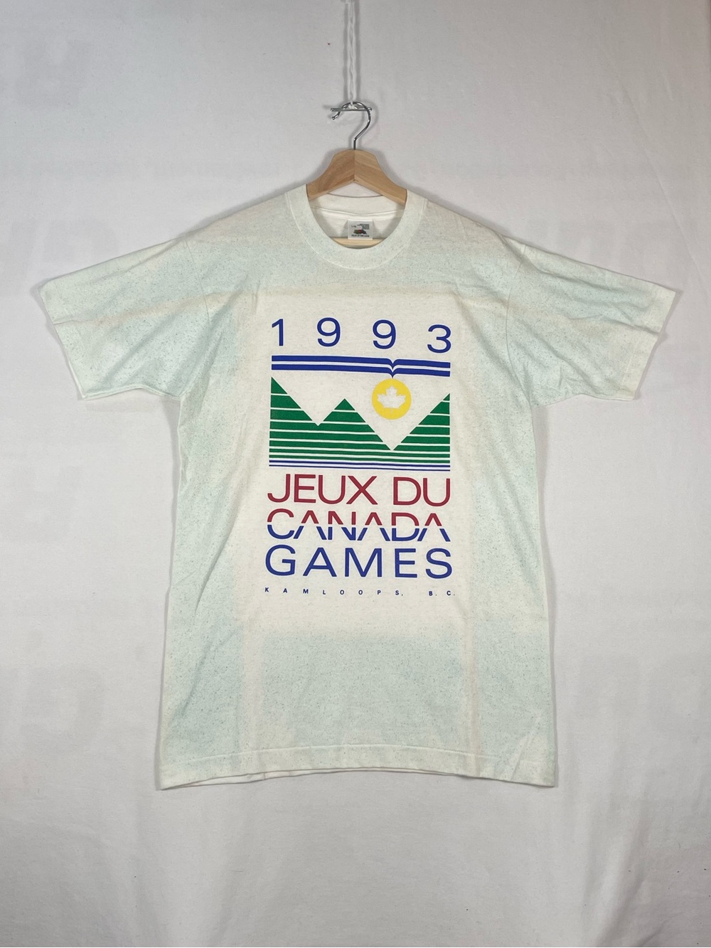 Vintage 1993 Jeux Du Canada Games Kamaloops BC Speckled T shirt FOTL Sz L